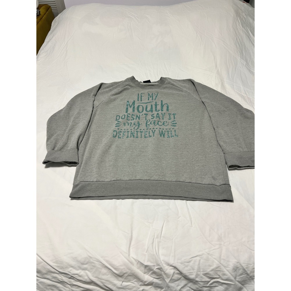 Zelos Big & Tall Gray Graphic Sweatshirt If My Mouth Doesn't Say It Size LT
